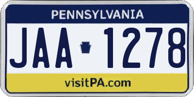 PA license plate JAA1278