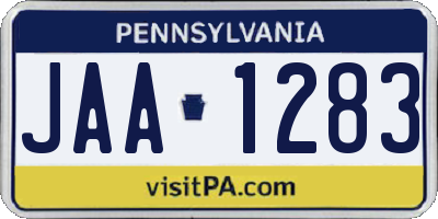 PA license plate JAA1283