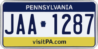 PA license plate JAA1287