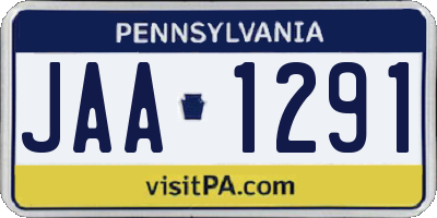 PA license plate JAA1291