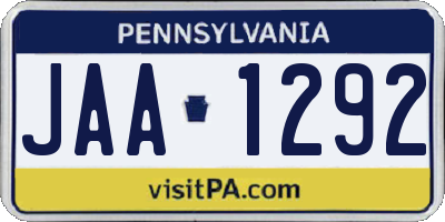 PA license plate JAA1292