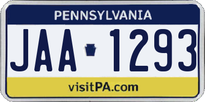 PA license plate JAA1293