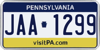 PA license plate JAA1299