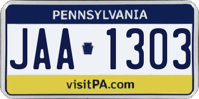 PA license plate JAA1303