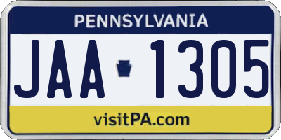 PA license plate JAA1305