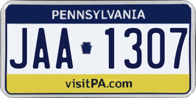 PA license plate JAA1307