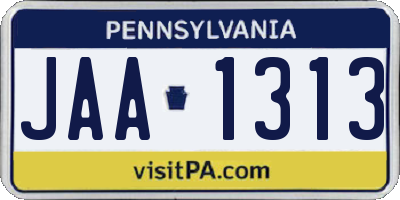 PA license plate JAA1313