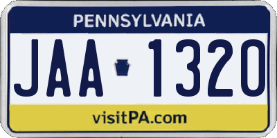 PA license plate JAA1320