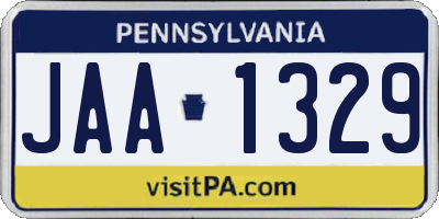 PA license plate JAA1329