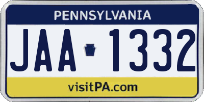 PA license plate JAA1332