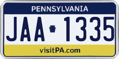 PA license plate JAA1335