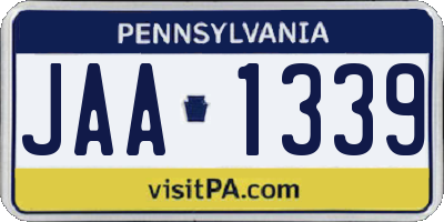 PA license plate JAA1339