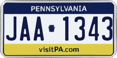 PA license plate JAA1343