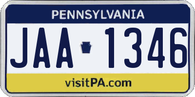 PA license plate JAA1346