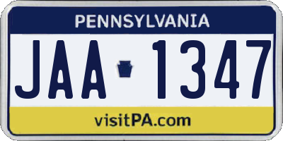 PA license plate JAA1347