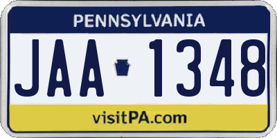 PA license plate JAA1348