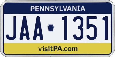 PA license plate JAA1351