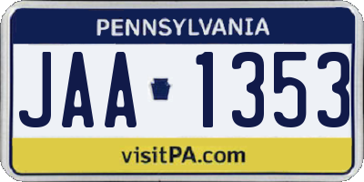 PA license plate JAA1353