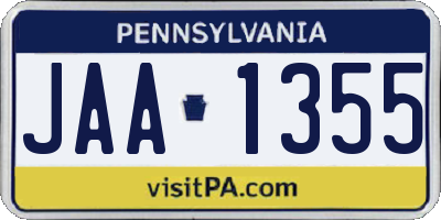 PA license plate JAA1355