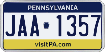 PA license plate JAA1357