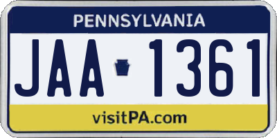 PA license plate JAA1361