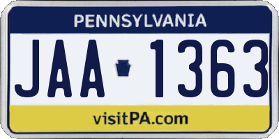 PA license plate JAA1363