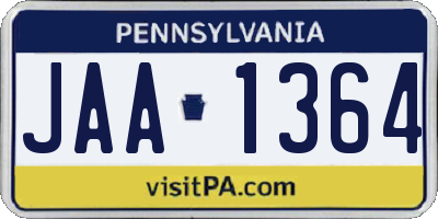 PA license plate JAA1364