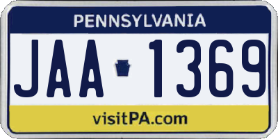 PA license plate JAA1369