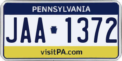 PA license plate JAA1372