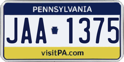 PA license plate JAA1375