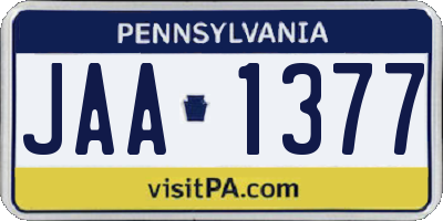 PA license plate JAA1377