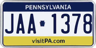 PA license plate JAA1378