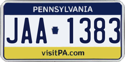 PA license plate JAA1383