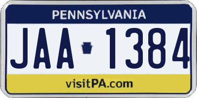 PA license plate JAA1384