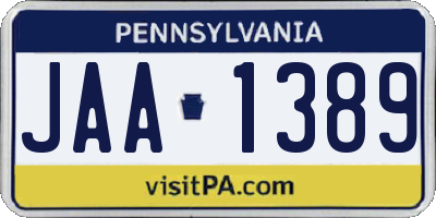 PA license plate JAA1389