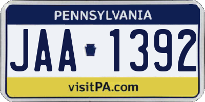 PA license plate JAA1392