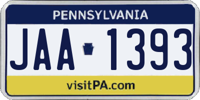 PA license plate JAA1393