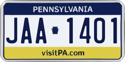 PA license plate JAA1401