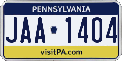 PA license plate JAA1404