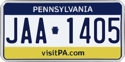 PA license plate JAA1405