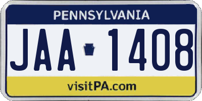 PA license plate JAA1408