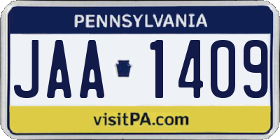 PA license plate JAA1409