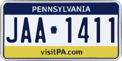 PA license plate JAA1411