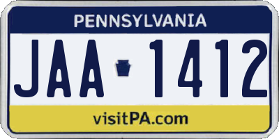 PA license plate JAA1412