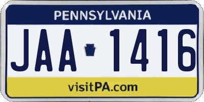 PA license plate JAA1416