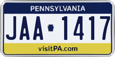 PA license plate JAA1417