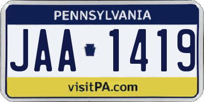 PA license plate JAA1419