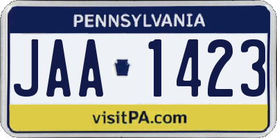 PA license plate JAA1423