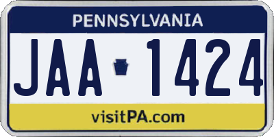 PA license plate JAA1424