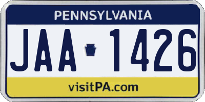 PA license plate JAA1426